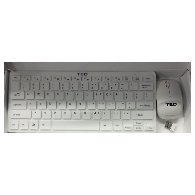 Tastatura si mouse wireless mini 2,4ghz protectie alb